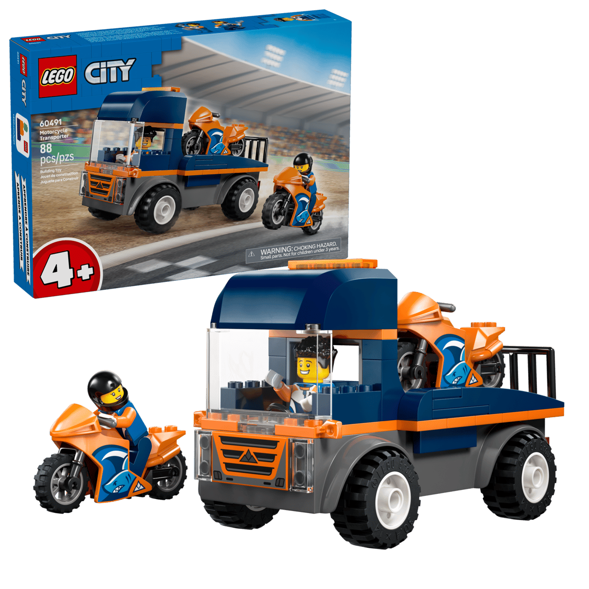 LEGO City Motorcycle Transporter 88 Pieces 8 × 14 × 7 cm Multicolour