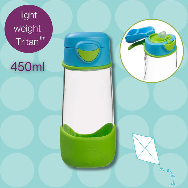 B Box Tritan Sport Spout Drink Bottle 450Ml - Ocean Breeze Blue Green