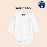 Hopop Baby Cotton Round Neck Full Sleeve Romper Pack of 1 - White
