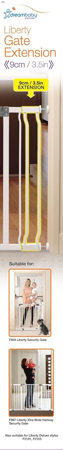 Dreambaby Liberty Safety Gate Extension, Used with Xtra Wide Hallway, White, 9 cm (3.5 Inches) - White