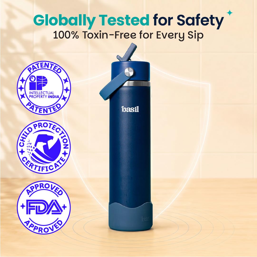 Basil HydraFizz Insulated Sipper Bottle 800ml – Classic Navy