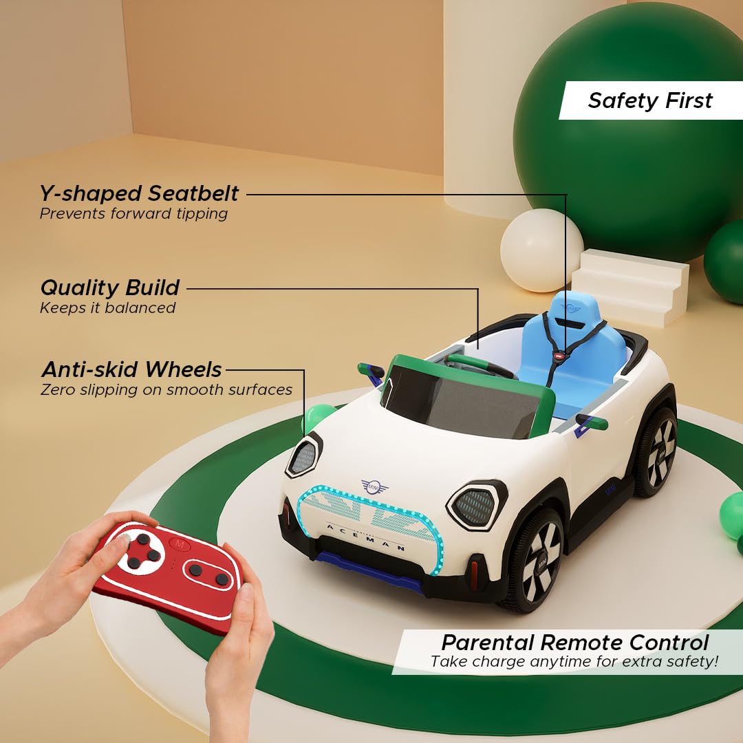 Formula Fun by EMotorad MINI Cooper Aceman Electric Ride-On Car 2Y+ – White