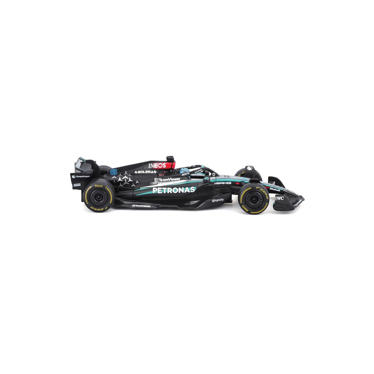 Bburago 2024 Mercedes-AMG W15 #63 George Russell 1:24 F1 Model with Acrylic Display Case