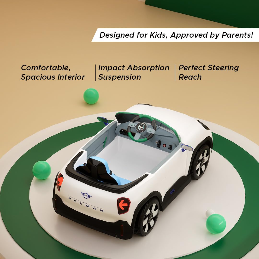 Formula Fun by EMotorad MINI Cooper Aceman Electric Ride-On Car 2Y+ – White
