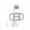Dr. Brown’s Milestones Narrow Sippy Spout Bottle with Silicone Handles, 8oz/250mL, 6m+, Lt Blue & Lt Gray, 2-Pack