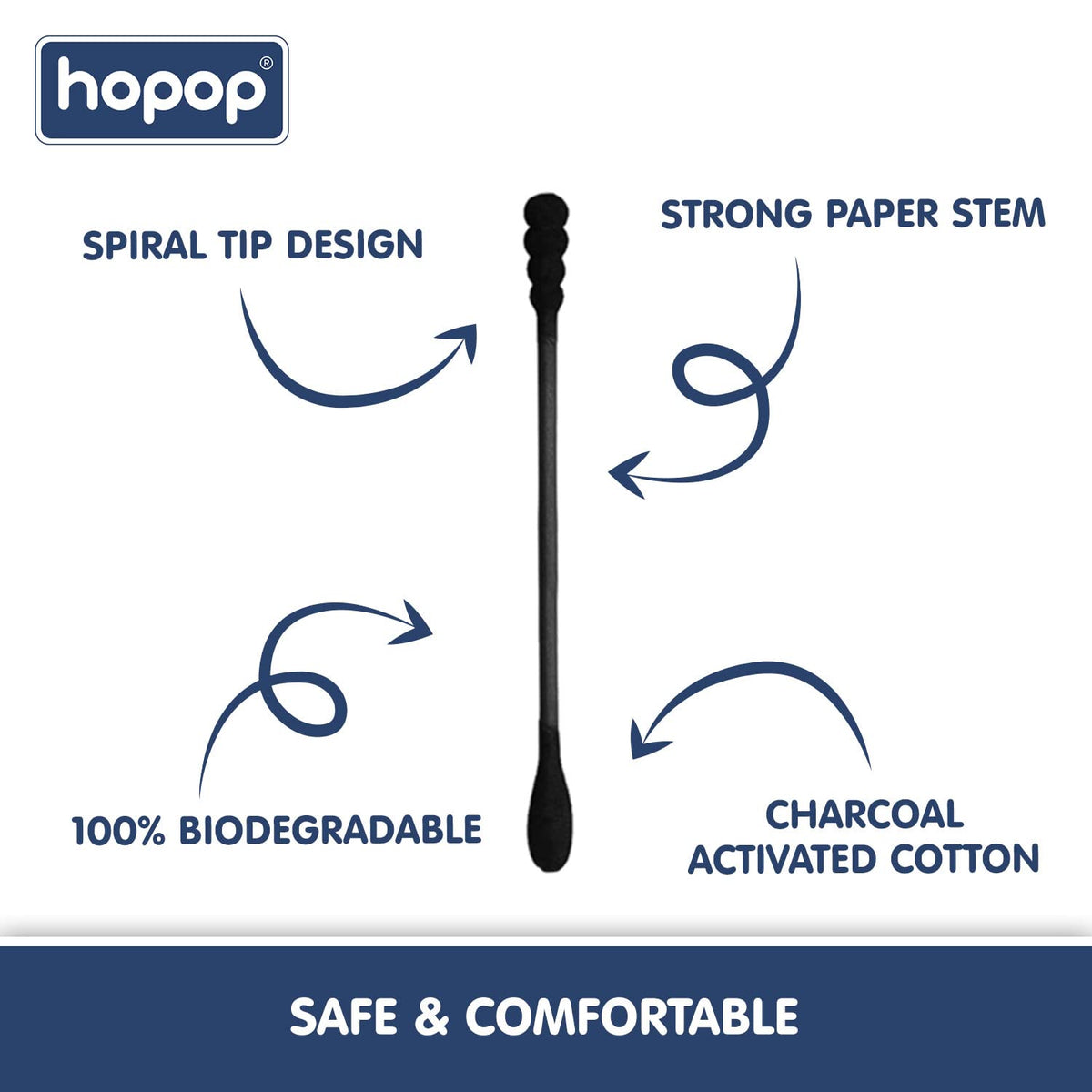 Hopop Black Charcoal Spiral Paper Stem 100 Pcs – Black
