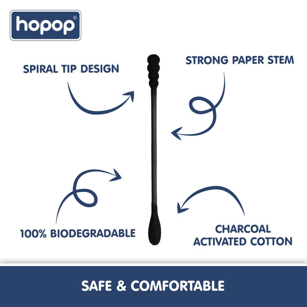 Hopop Charcoal Cotton Buds - Pack Of 1