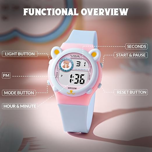 Spiky EVA26 Fun Digital Watch for Kids 3–14Y – Blue