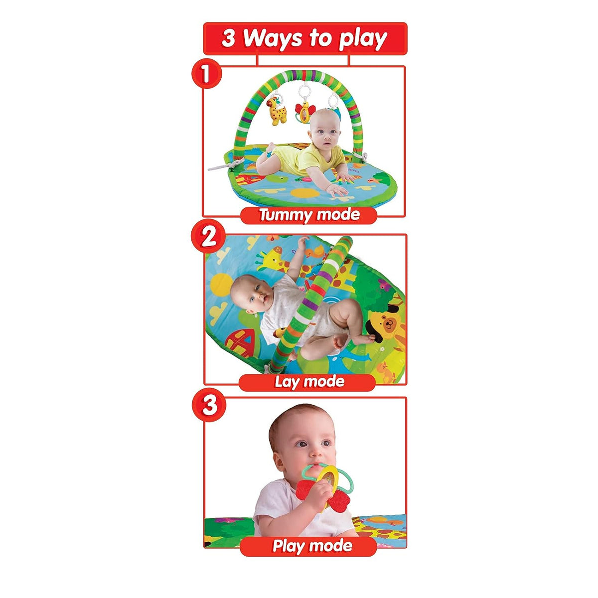 Giggles 3 In 1 Deluxe Baby Play Gym – Multicolor