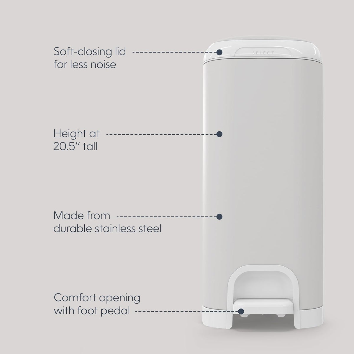 Diaper Genie Select Diaper Pail One Size Stone Grey