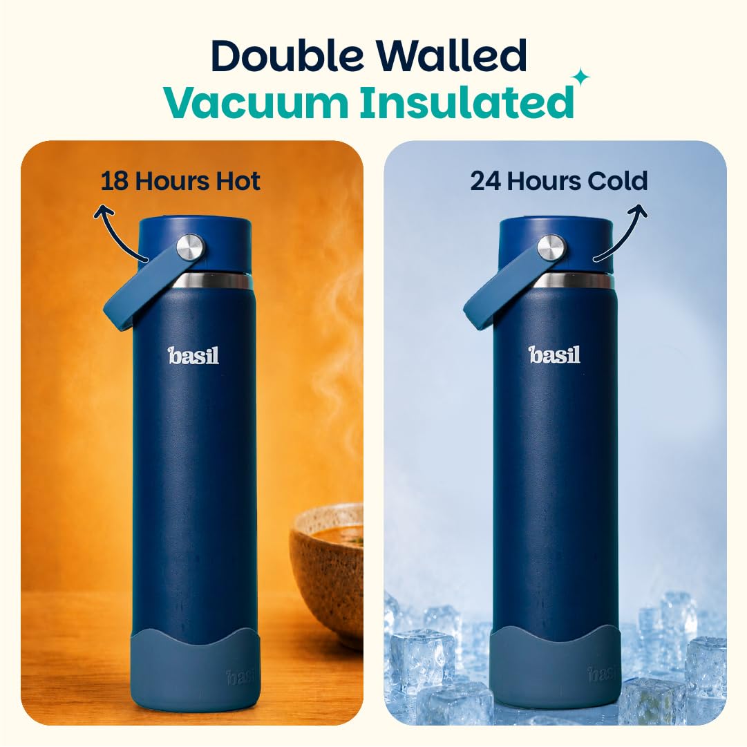 Basil HydraFizz Insulated Sipper Bottle 800ml – Classic Navy