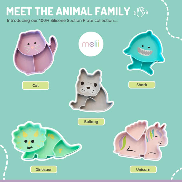 Melii Divided Silicone Suction Plate - Shark