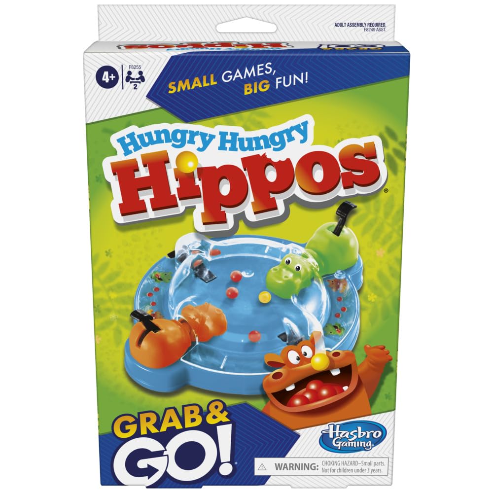 Hasbro Gaming Hungry Hungry Hippos Grab & Go Travel Game 4Y+ Multicolor