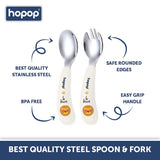 Hopop Stainless Steel Spoon & Fork Set with Travel Case White