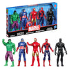 Marvel 6-Inch Hulk, Captain America, Iron Man, Spider-Man, & Black Panther Action Figure Set with Shield Accessory