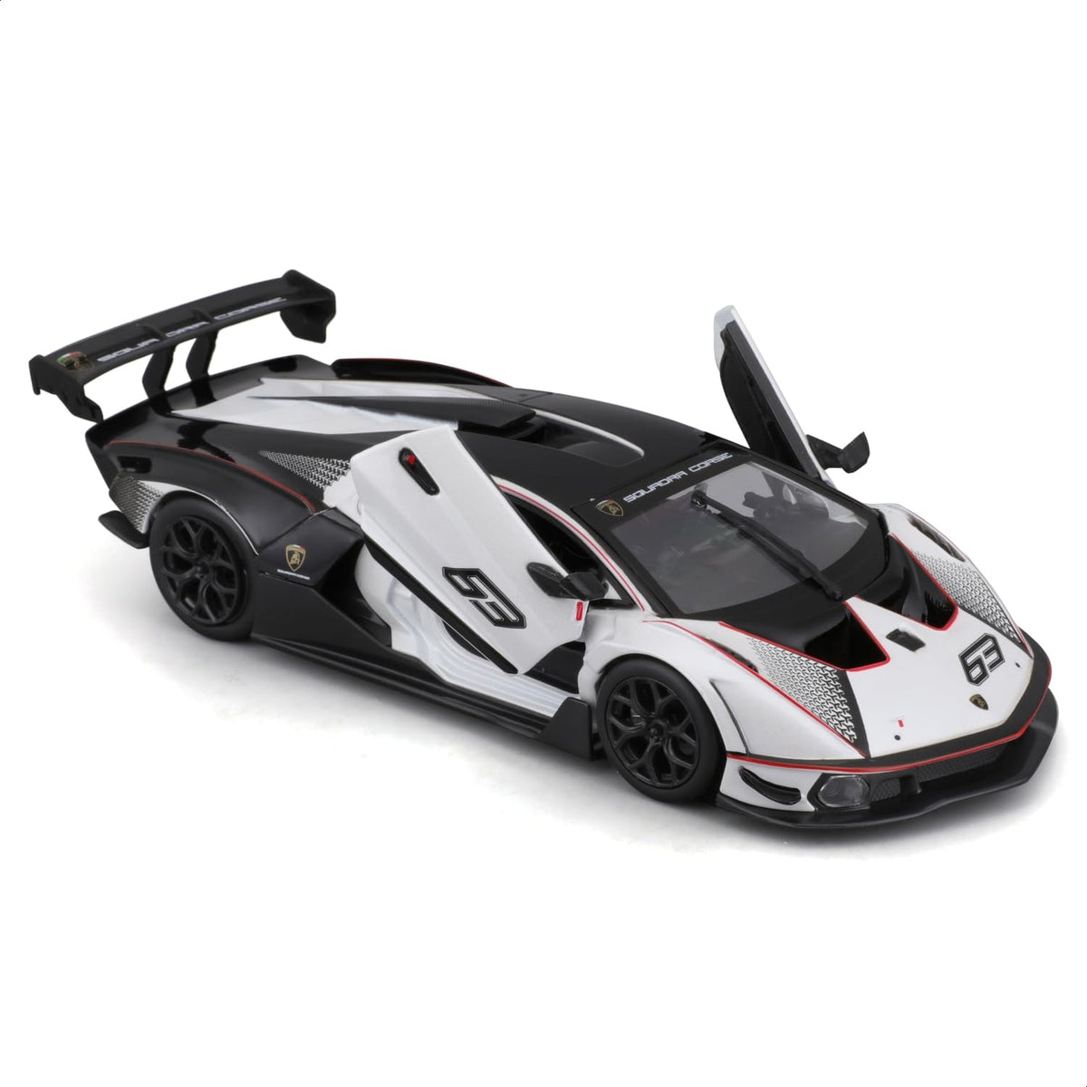 Bburago 1:24 Lamborghini Essenza SCV12 #63 Diecast Model – White & Black