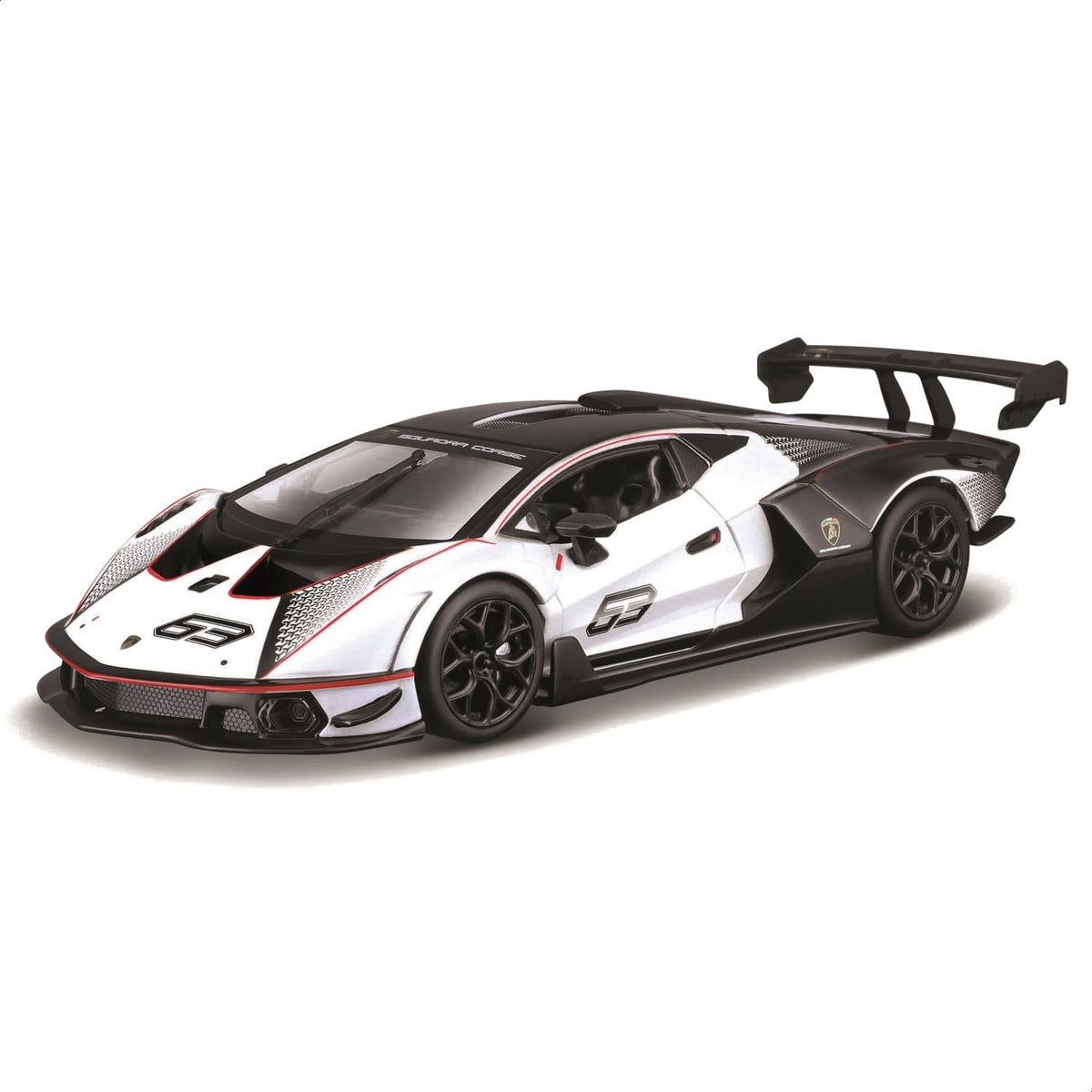 Bburago 1:24 Lamborghini Essenza SCV12 #63 Diecast Model – White & Black