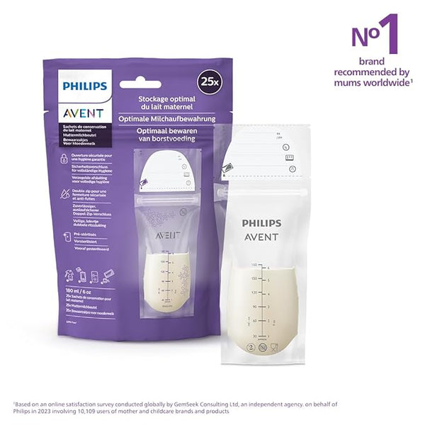 Philips Avent Secure Breast Milk Storage Bags - Pk 25