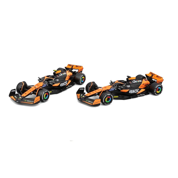 Bburago 1/43 McLaren MCL38 Miami GP 2024 Set of 2 F1 Models #81 Oscar Piastri & #4 Lando Norris