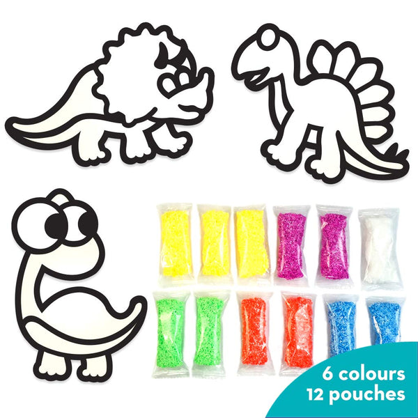 Imagimake Fleximos Dinos Pals DIY Window Art – Dotz Multi-Colour Air Dry Clay Art Playset