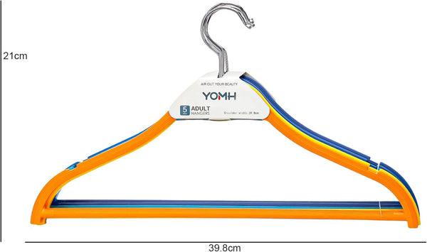 YOMH Plastic Clothes Hangers Multicolor Set of 5