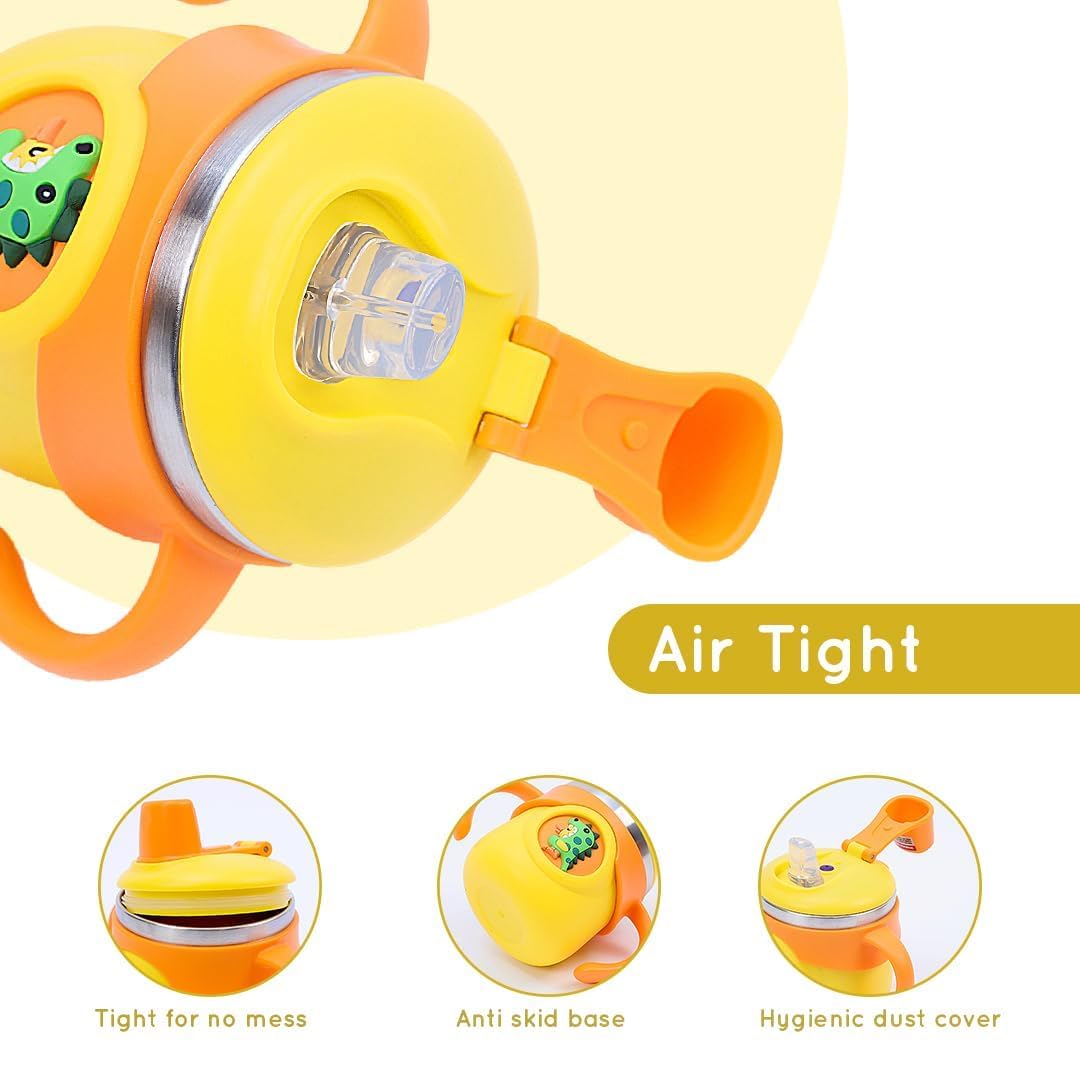 Flengo Stainless Steel Baby Sipper Bottle 260 ml Yellow Sea Horse