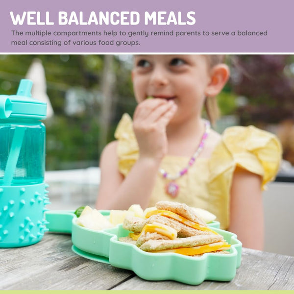 Melii Divided Silicone Suction Plate - Dinosuar