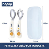 Hopop Stainless Steel Spoon & Fork Set with Travel Case White