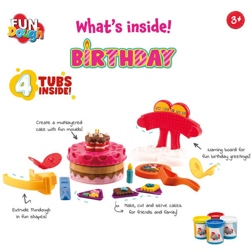 Dough Playset Funskool Fundough Birthday Fun 4 Tubs 3Y+ – Multicolour