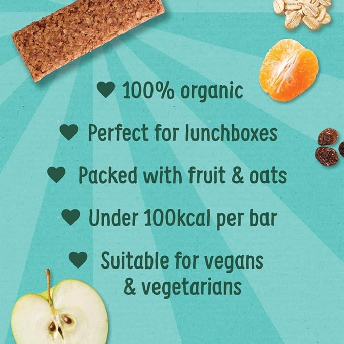 Organix Kids Marvellous Mandarin & Apple Oaty Bars – 3+ Years, 6 x 23g