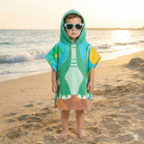 Quad Seven Dino-Mite Dinosaur Hooded Towel Poncho with Sunglasses (2–4 Years) – Soft & Absorbent Beach & Bath Robe