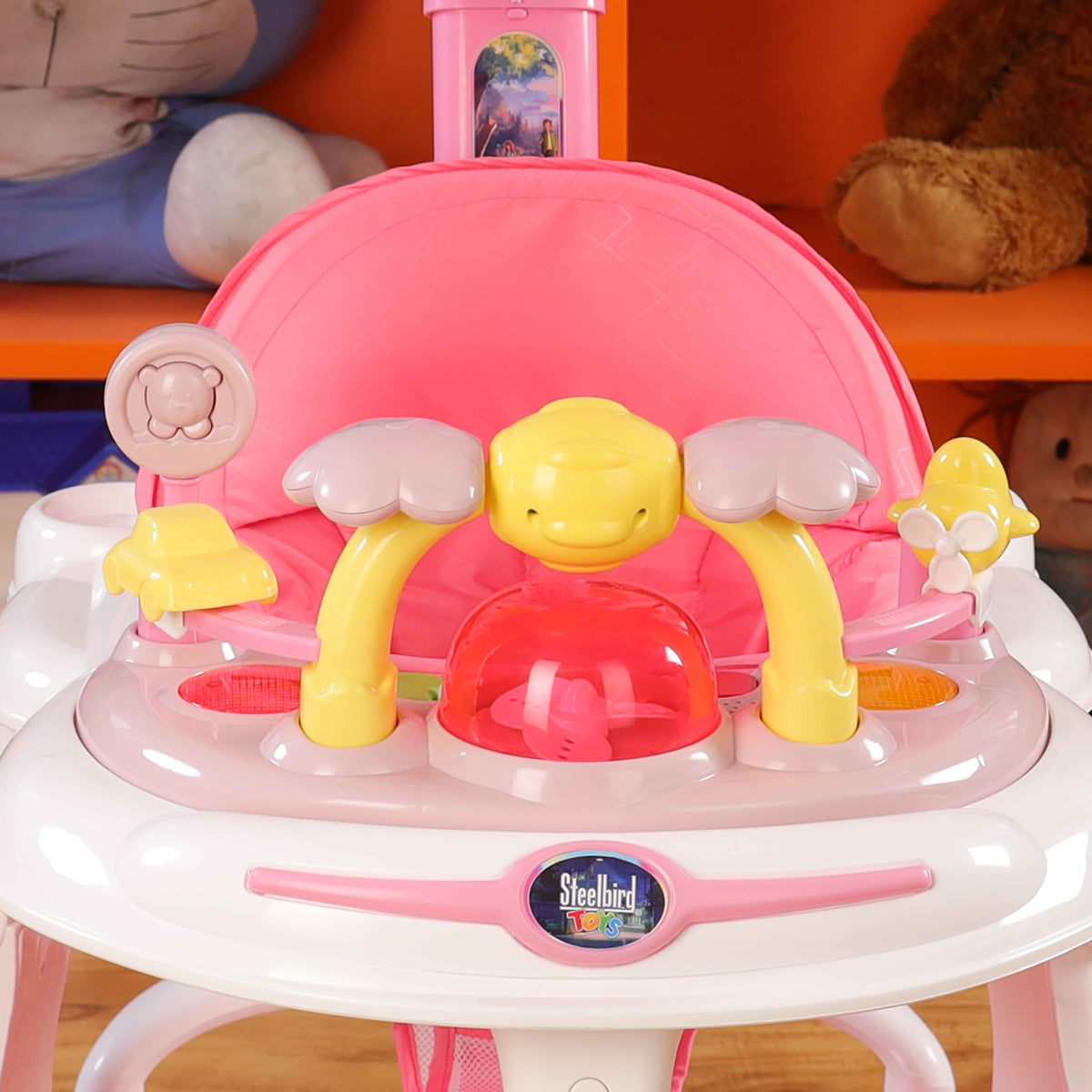Steelbird Baby Walker With Sunshield Pink