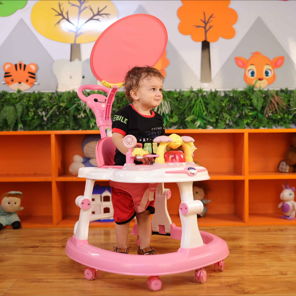 Steelbird Baby Walker With Sunshield Pink