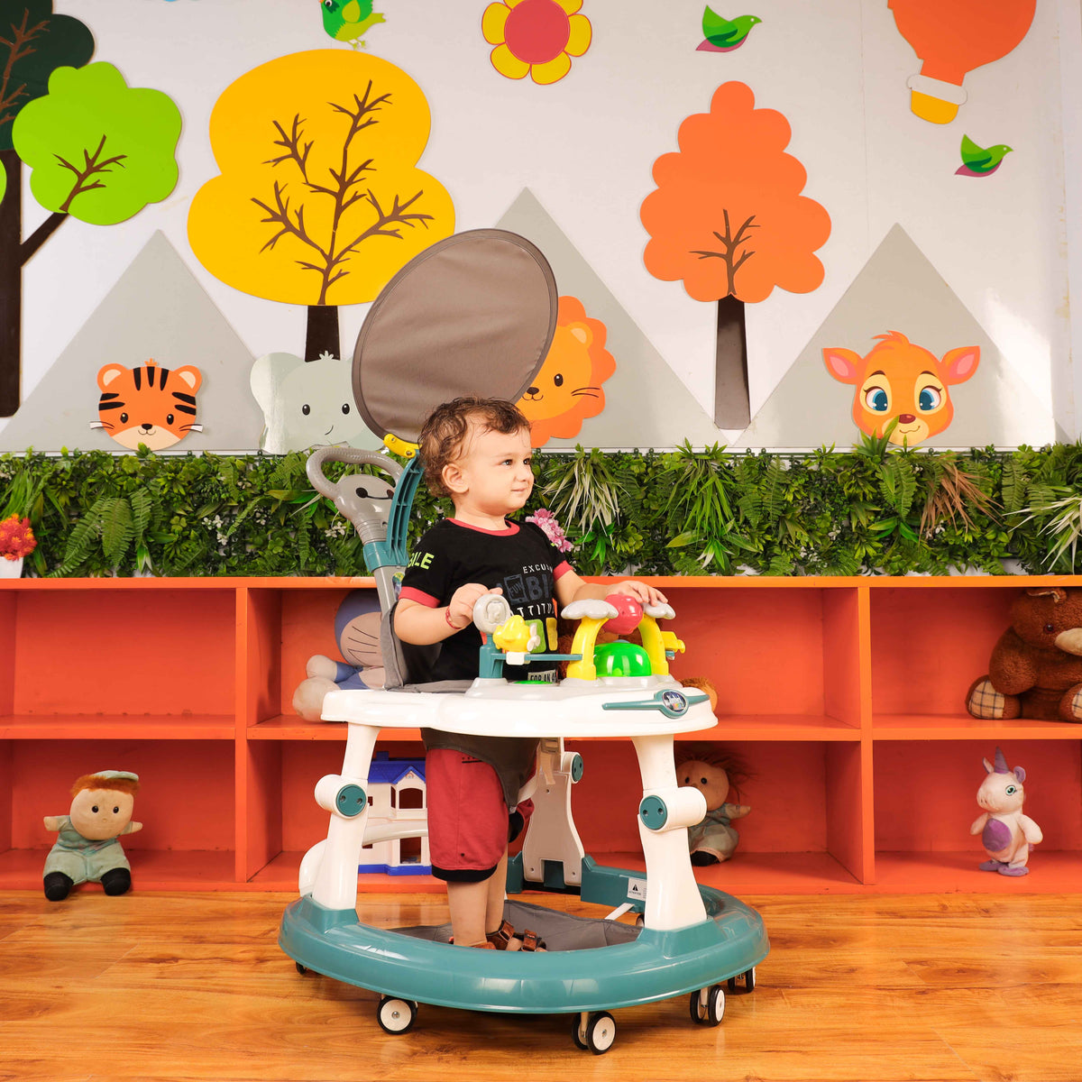 Steelbird Baby Walker With Sunshield - Teal