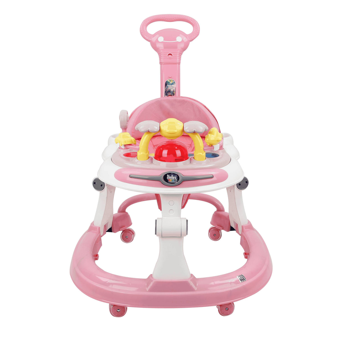 Steelbird Baby Walker With Parental Handle - Pink