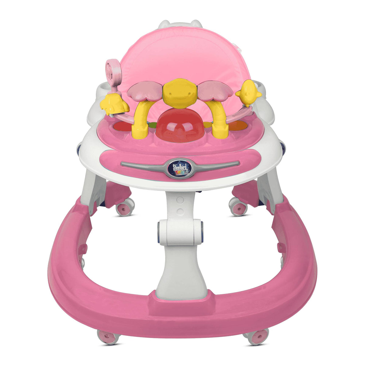 Steelbird Walker With Push Handle - Pink