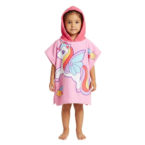 Quad Seven Magical Unicorn Hooded Towel Poncho for Kids (2–4 Years) – Soft & Absorbent Beach & Bath Robe with Sunglasses