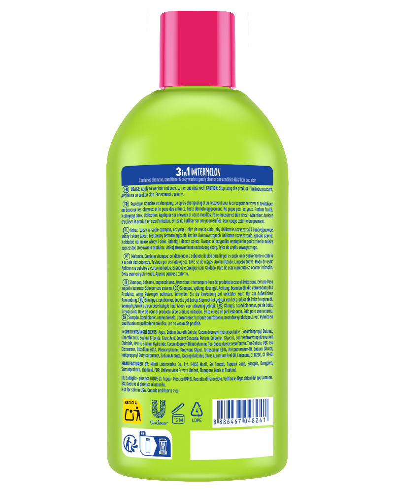 Suave Kids 3in1 Shampoo Conditioner + Body wash Watermelon Wonder - 350ML