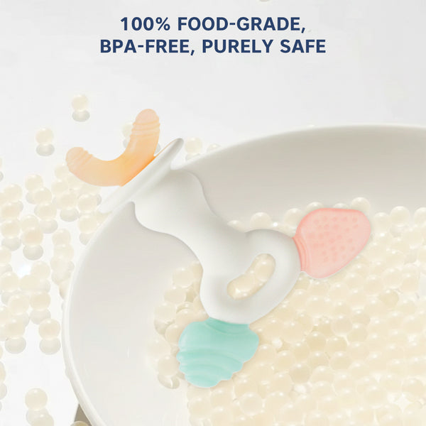 Hopop Silicone Baby Teether | Sensory Chew Toy for Gum Relief | Pack of 1- Assorted
