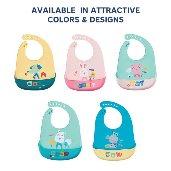 Hopop Easy Clean Crumb Food Catcher Silicone Bib - Assorted Print