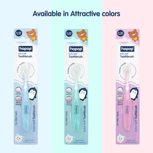 Hopop Extra Soft Baby Toothbrush 6–36 Months Blue