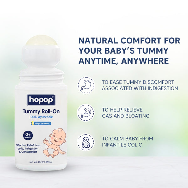 HopopTummy Roll On for Baby Colic Relief, Constipation & Indigestion - 40ml