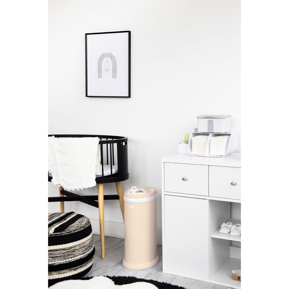 Ubbi Stainless Steel Diaper Pail with Child Safety Lock - Oat Milk