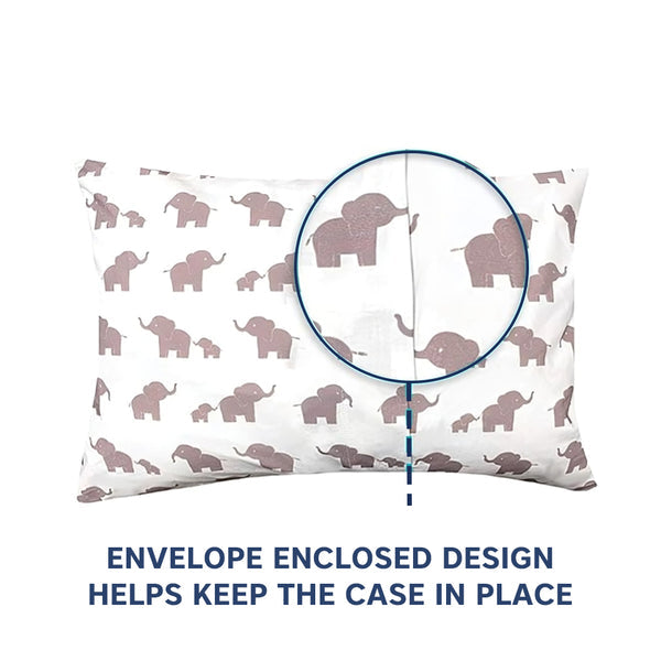 Hopop Soft & Breathable Premium Cotton Toddler Pillow with Pillowcase - Assorted