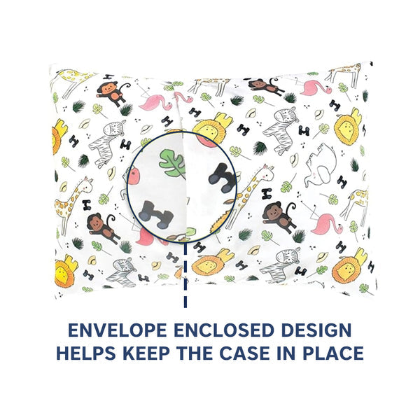 Hopop Soft & Breathable Premium Cotton Toddler Pillow with Pillowcase One Size β Assorted Print