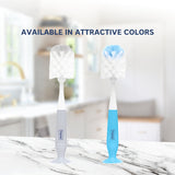 Hopop 2-IN-1 Bottle & Nipple Cleaning Brush with Grooved Handle - GREY