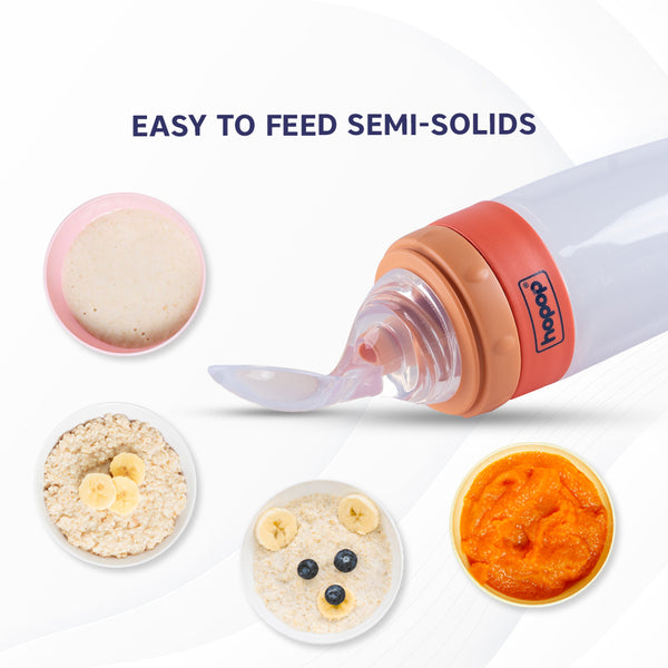 Hopop Soft Squeezy Silicone Spoon Food Feeder 90 ml Orange