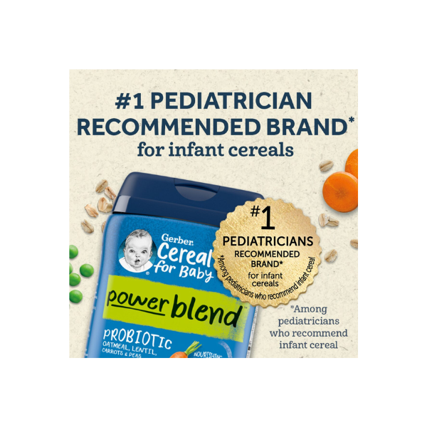 Gerber Probiotic Cereal Oatmeal Lentil Peach & Apple