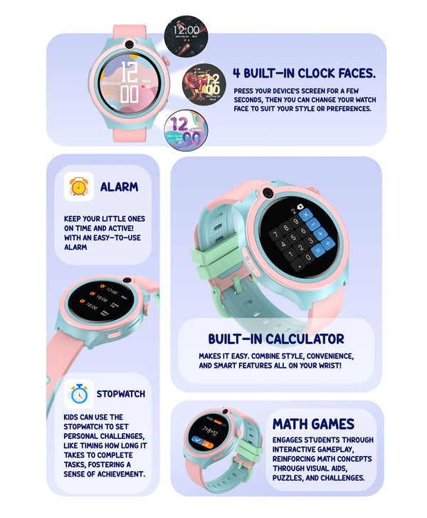 Spiky Cacus 4g Video & Voice Calling Smartwatch with GPS - Pink