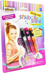 Mirada Tattoo Pens Sparkle & Shine 3 Pens + 6 Stencils 6Y+ – Multicolor